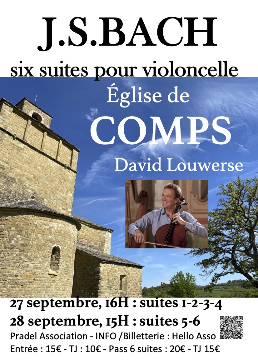 Comps (26) : JS Bach suites pour violoncelle. 27 & 28  septembre 2025
