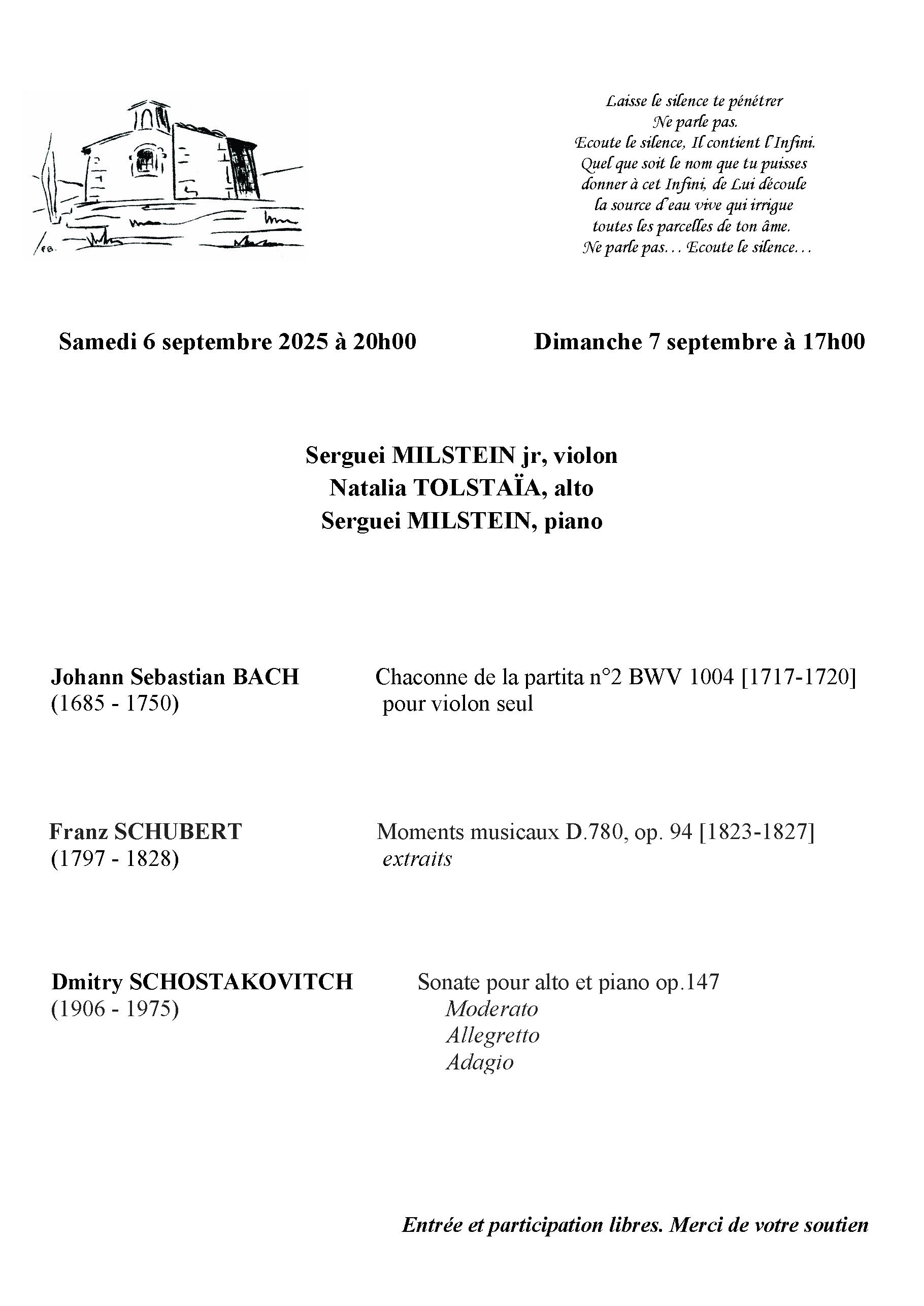 Rompon (07), Association de l’Offrande Musicale : concerts des samedi 6 et dimanche 7 septembre 2025
