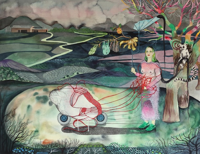 Elika Hedayat, Haroum #9, 2025, crayons et aquarelles sur papier, 70 x 90 cm  © Courtesy de l’artiste et Galerie Aline Vidal.