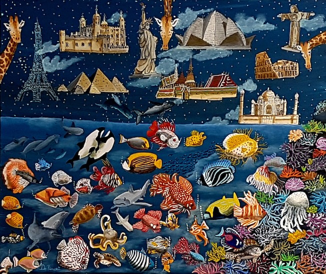 De Puiset - Voyage aquatique - 55 x 46 x cm - huile sur toile