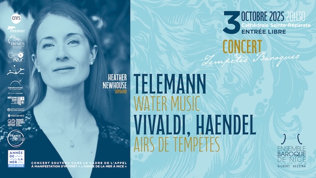 Nice, Cathédrale Sainte Réparate : Concert « Tempêtes Baroques ». Ensemble baroque de Nice. Vendredi 3 octobre 2025 - 20h30 Nice, Cathédrale Sainte Réparate : Concert « Tempêtes Baroques ». Ensemble baroque de Nice. Vendredi 3 octobre 2025 - 20h30