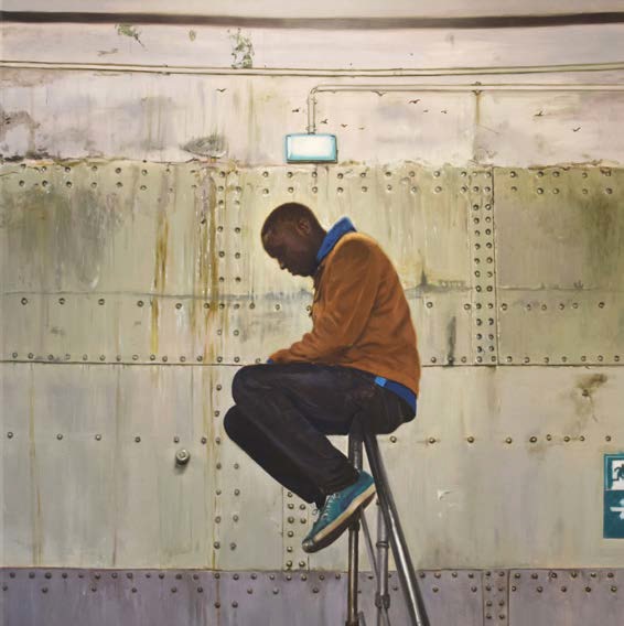Bilal Hamdad, Angelus, 2021. Huile sur toile, 200 × 160 cm. Collection particulière. Photo © Helianthe Bourdeaux-Maurin, H Gallery, Paris. © Adagp, Paris, 2025