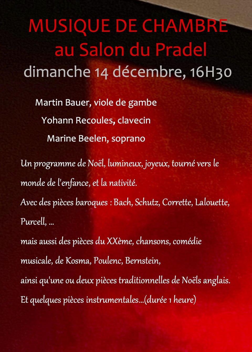 Le Poët-Laval (Drôme) : Musique au salon le 14 décembre 2025