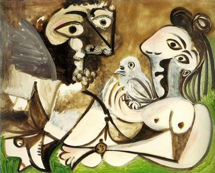 Pablo Picasso, Couple à l'oiseau, 1969, huile sur toile, 130 x 162 cm, Anthax Collection Marx
