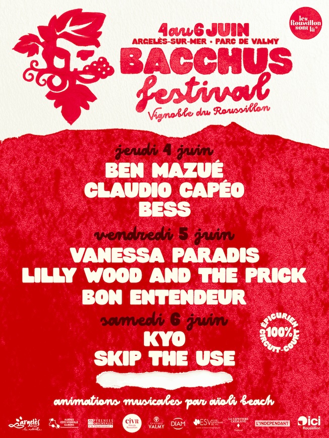 Argelès sur Mer, Château de Valmy : Bacchus Festival, 4 au 6 juin 2026. Ouverture de la billetterie jeudi 11 décembre à 12h00