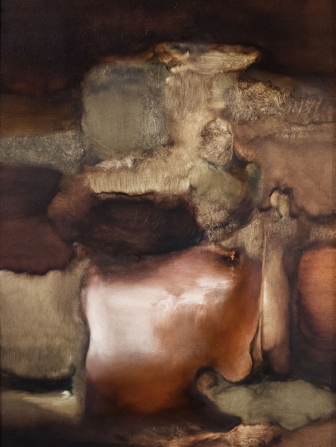 Les Présages de la Forêt, 2025, Huile sur carton bois, 80 x 60 cm