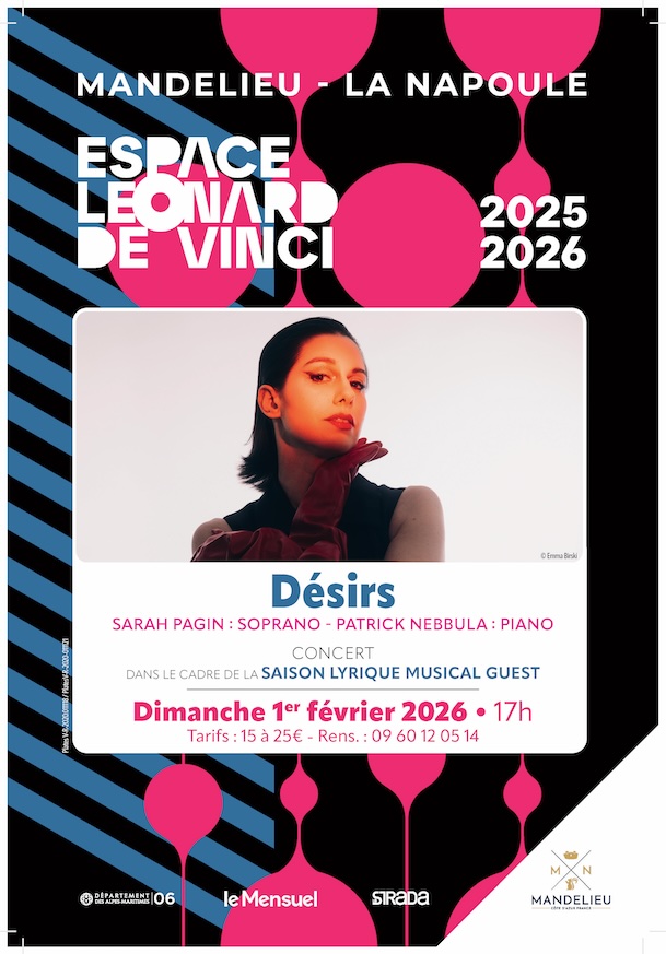 Mandelieu La Napoule, Espace Léonard de Vinci : Sarah Pagin, soprano. 1er février 2026 à 17h