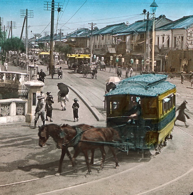 Omnibus à cheval. Yokohama (Japon), vers 1900-1905. ©Léon & Lévy / Roger-Viollet
