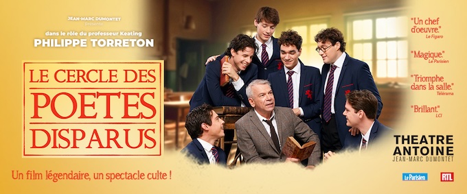 Paris, Théâtre Antoine : Philippe Torreton dans le rôle légendaire du Professeur Keating. 13 février au 12 avril 2026