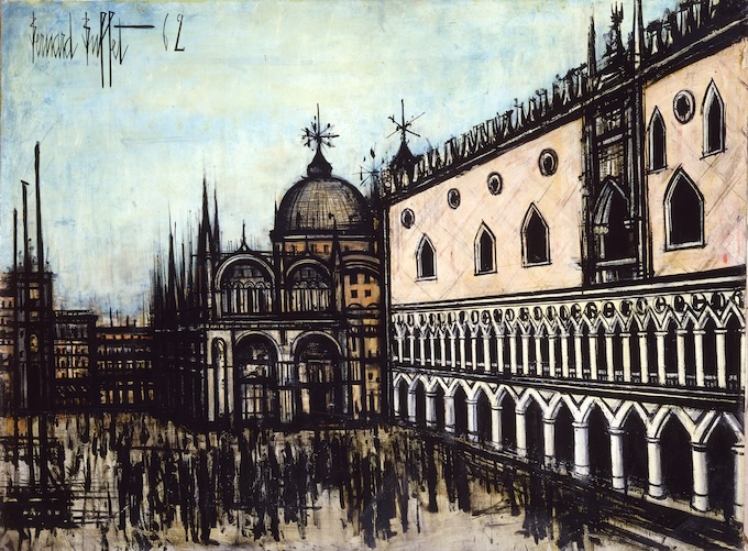 1962-Venise, La Piazzetta, 1962, Huile sur toile, 97x130cm, Collection Fonds de Dotation Bernard Buffet, Paris, © ADAGP, Paris 2026