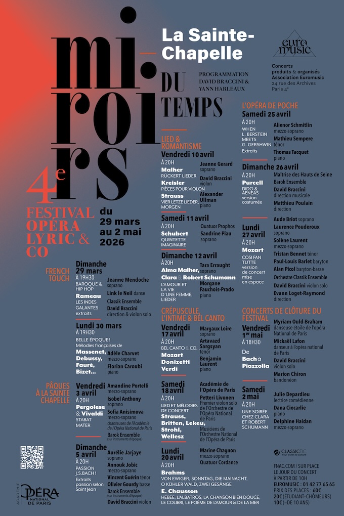 Paris. 4e Edition « Opera, Lyric & co. » Sainte Chapelle Paris Festival & 7ème Edition « Résonnance ». Sainte Chapelle Festival Claviers Duos