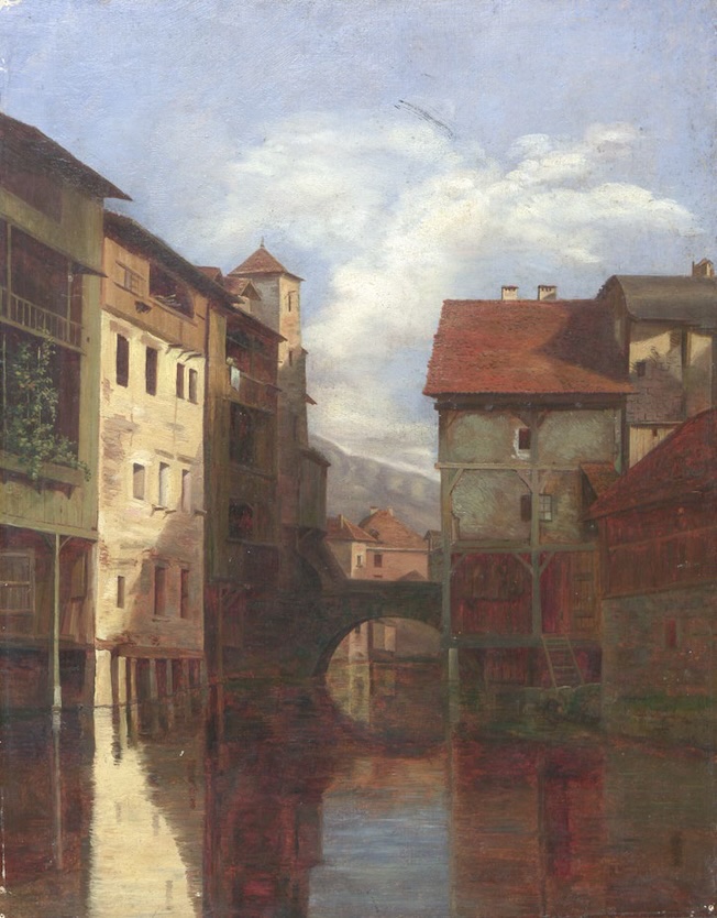 © Prosper Dunant, Le Thiou en aval du Château branlant à Annecy, vers 1850 Collections des Musées d'Annecy © NTA