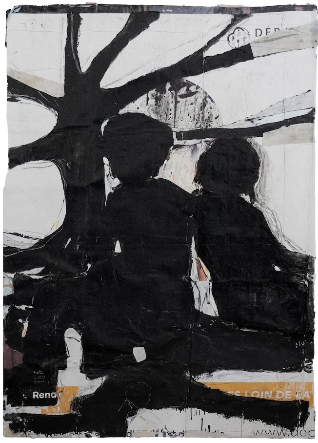 Jean Charles Blais - Sans titre , 2025 huile, craie et crayon sur affiches arrachées 212 x 152,5 cm