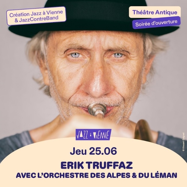 Erik Truffaz, l’Orchestre des Alpes & du Léman et les élèves de l’Orchestre à l’École réunis sur la scène du Festival Jazz à Vienne le 25 juin 2026