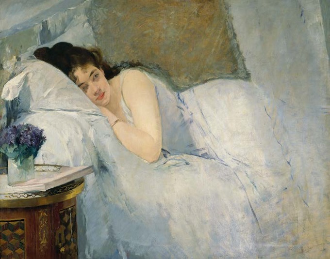 Eva Gonzalès, Le Réveil, 1877. Huile sur toile, 81,1 x 100,1 cm. Kunsthalle Bremen – Der Kunstverein in Bremen, Foto : Lars Lohrisch, Public Domain Mark 1.0
