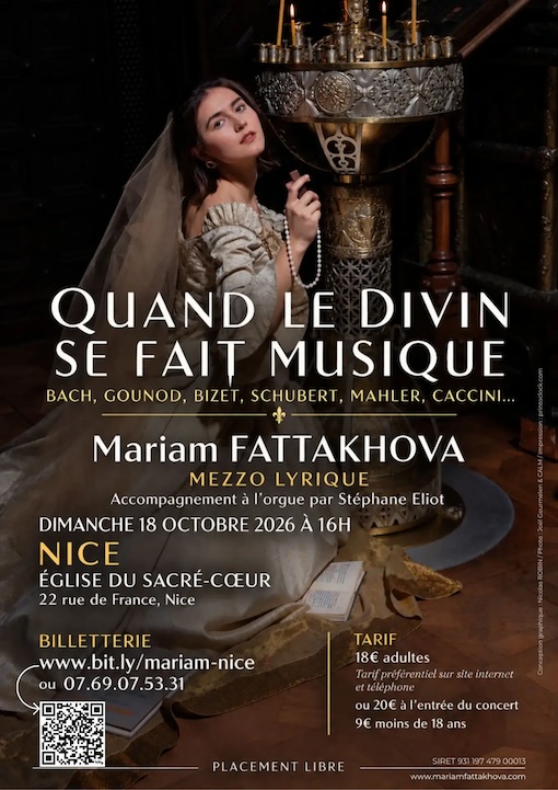 Nice, Eglise du Sacré-Cœur : « Quand le divin se fait musique » par Mariam Fattakhova. Le 18/10/2026