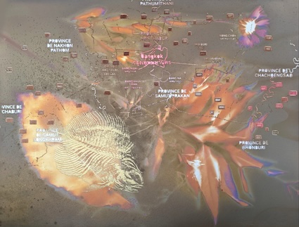 Guénaëlle de Carbonnières, Bangkok, série Incandescences, 30 x 40 cm, pigments, gravure et découpe laser sur lumen, 2022