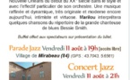 Festival Durance Luberon : Quintet No one but five + two, parade et concert à Mirabeau, Vaucluse, le 11 août 2017