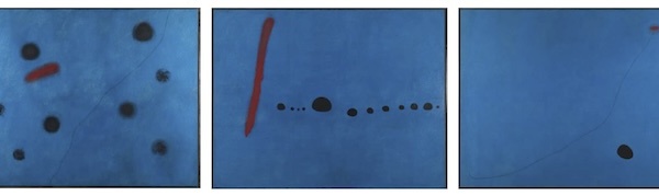 Joan Miró, Bleu I, Bleu II, Bleu III, 1961 © Successió Miró Adagp, 2025 © Centre Pompidou, MNAM-CCI, Dist. GrandPalaisRmn