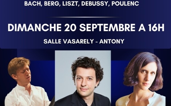 Antony, Espace Vasarely, Association Coline en Ré : récital caritatif avec Sacha Morin, Catherine Imbert, piano, Alexandre Pascal, violon. 20/09/26