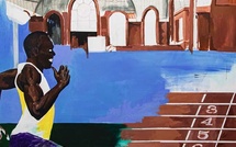 Lassana Sarre, Courir pour être curieux, 2022, acrylique sur toile, 200 x 200 cm. Galerie Polaris © ADAGP, Paris 2025