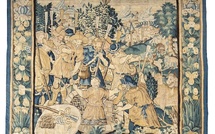 Joseph est descendu dans le puits par ses frères Tenture de l’Histoire de Joseph (pièce 1), tapisserie d’Aubusson, 1623 Laine, soie (Blason) Musée de Saint-Antoine-l’Abbaye / Dépôt de la Commune de Saint-Antoine-l’Abbaye