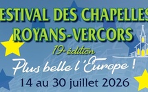19ème édition du Festival des Chapelles Royans Vercors : « Plus belle l'Europe ». Du 14 au 30 juillet 2026