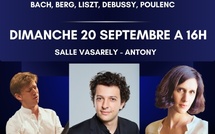 Antony, Espace Vasarely, Association Coline en Ré : récital caritatif avec Sacha Morin, Catherine Imbert, piano, Alexandre Pascal, violon. 20/09/26