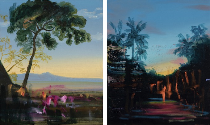 Sans titre, Les arbres classiques, 2020, Huile sur toile, 55 x 46 cm  et   Sans titre, Les arbres classiques, 2020, Huile sur toile, 55 x 46 cm
